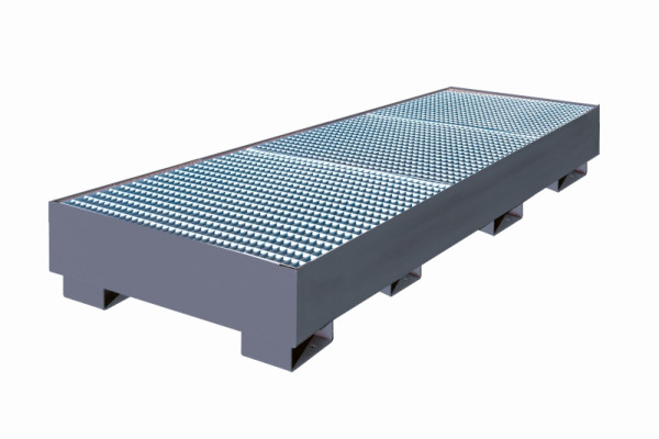 Bac d'égouttement industriel Eichinger à parois droites, avec grille 3 x fûts, gris anthracite, 30121100000096