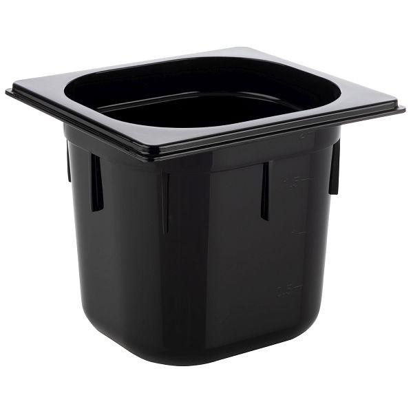 Bac APS GN 1/6, 17,6 x 16,2 cm, profondeur : 150 mm, polycarbonate, noir, 2,2 litres, 82078