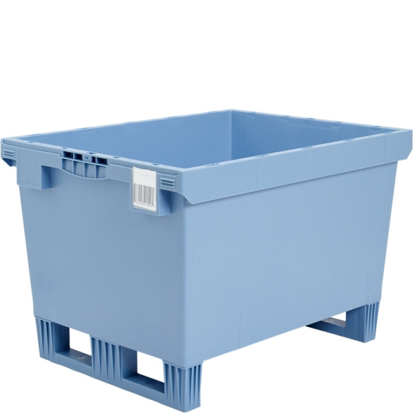 BITO conteneur réutilisable MB couvercle/barre/skid /MB 86421RKufe 800x600x423 bleu pigeon, fond nervuré skid, C0402-0045