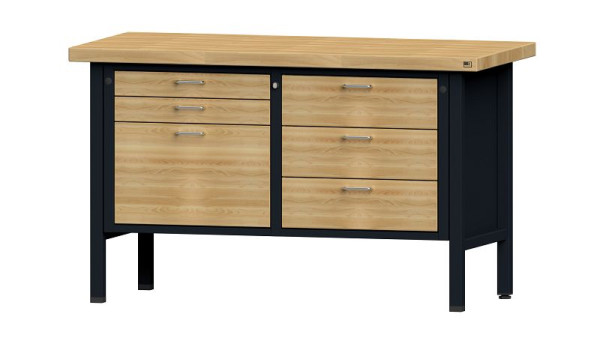 Établis ANKE Établi en caisson, modèle 207 VH, 1500 x 700 x 900 mm, RAL 7016/hêtre, BMP 50 mm, 312.023