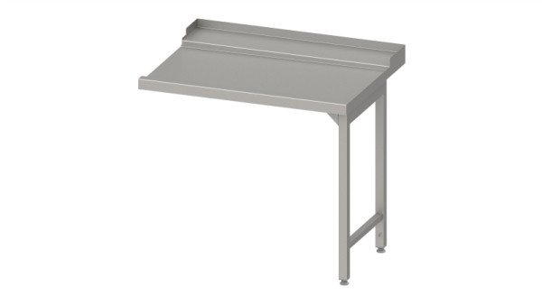 Table d'évacuation Stalgast "Pro", guide panier avec pente, 2 pieds 1100x750x880mm, montage côté droit, avec dosseret, soudé, VAL11712RA