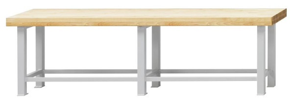 ANKE table de travail robuste; 2 postes de travail; 3000 x 800 mm; RAL 7035; Plaque de hêtre