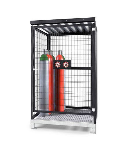 Stockage de bouteilles de gaz DENIOS GSN 1.15, gris, avec montage au sol, 256-858
