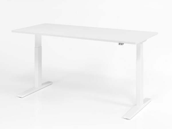Bureau Hammerbacher XMKA19, 180 x 80 cm, plateau : blanc, épaisseur 25 mm, chant épais en ABS, forme rectangulaire, blanc, VXMKA19/W/W