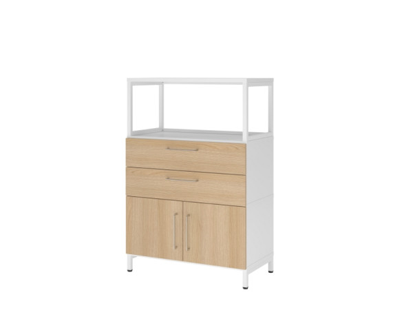 Armoire combinée Hammerbacher, 3OH, base, blanc/chêne, VFW38K1RU/W/E/BS