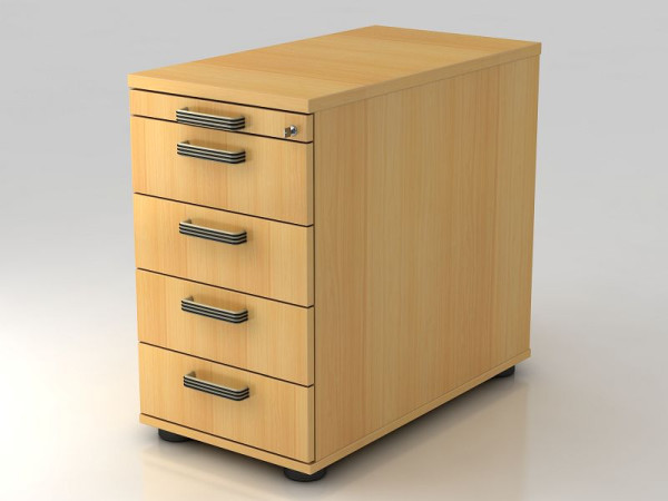 Conteneur sur pied Hammerbacher 80 cm, 4 tiroirs, poignée en hêtre, 42,8x72-76x80 cm, 1/3/3/3/3 HE, VSC50/6/6/SG