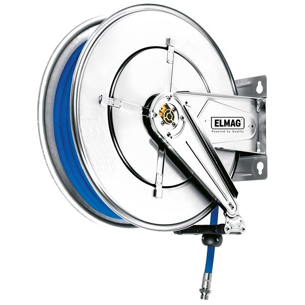 ELMAG Enrouleur de tuyau industriel en acier inoxydable '303/31' pour eau 130°C, 12 m, 5/16', 200 bar, 43029