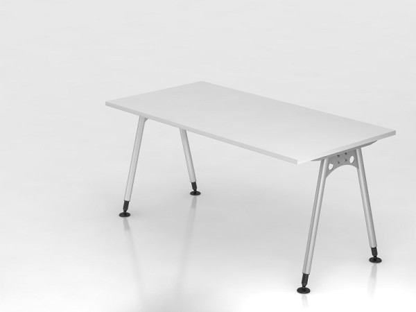 Bureau Hammerbacher pied A 160x80cm, blanc, forme rectangulaire, VAS16/W/S