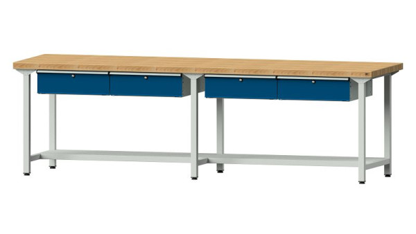 Bancs de travail ANKE table de travail, modèle 195, 2800 x 800 x 850 mm, RAL 7035/5010, BMP 50 mm, 401.482