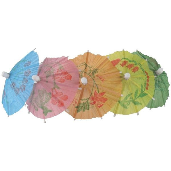 Parapluies en papier Fiesta de différentes couleurs 17 cm, UE : 144 pièces, CL443
