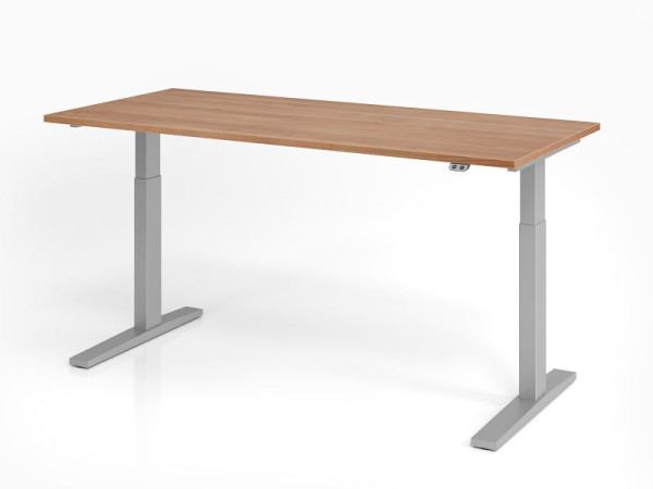 Bureau Hammerbacher XMKA19, 180 x 80 cm, plateau : noyer, épaisseur 25 mm, chant épais en ABS, forme rectangulaire, VXMKA19/N/S