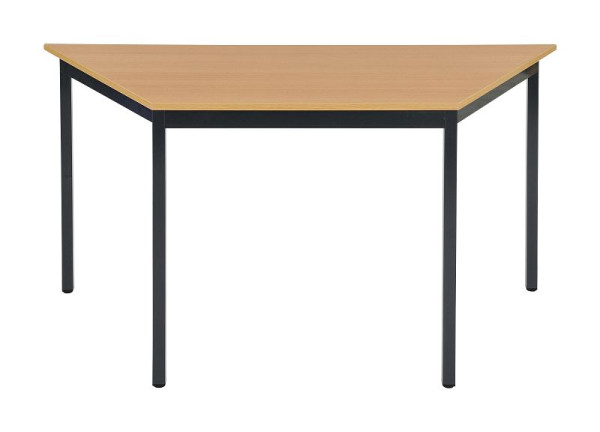 Table polyvalente Bisley MULTI Desking, trapèze 19 mm, décor hêtre BC, cadre noir, H 740 x L 1400 x P 700 mm, MTT1407BC333