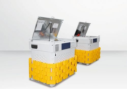 Système de réservoir d'huile mobile DENIOS KI-O, à double paroi, 770 litres, avec pompe 230 V et accessoires, 279-003