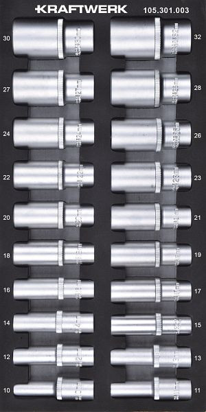 Kraftwerk BASIC LINE EVA 1/2'' clé à douille hexagonale 20 pièces. Insert 20x40, 105.301.003