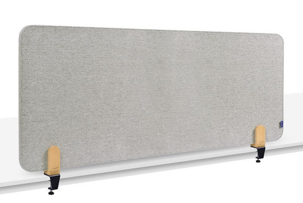 Cloison de table acoustique Legamaster ELEMENTS 60x160cm gris calme avec 2 pinces de table, 7-209812