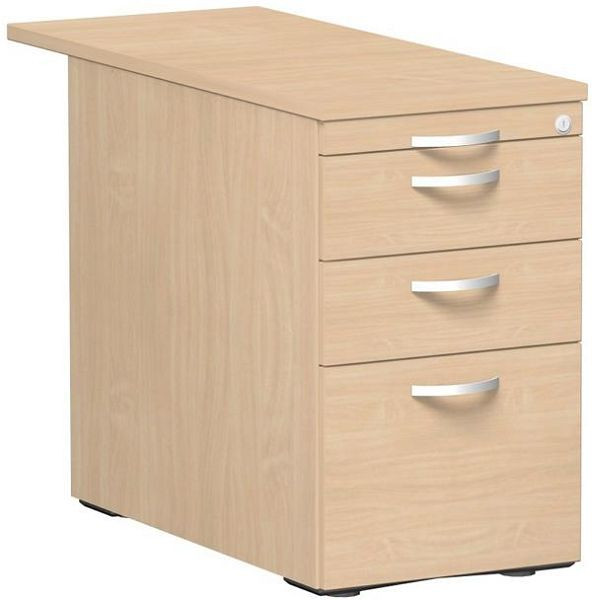 conteneur debout geramöbel avec dossiers suspendus et 2 tiroirs métalliques et plaque de recouvrement 1000 mm, 438x1000x720, hêtre/hêtre/hêtre, N-0310HR1-BBB
