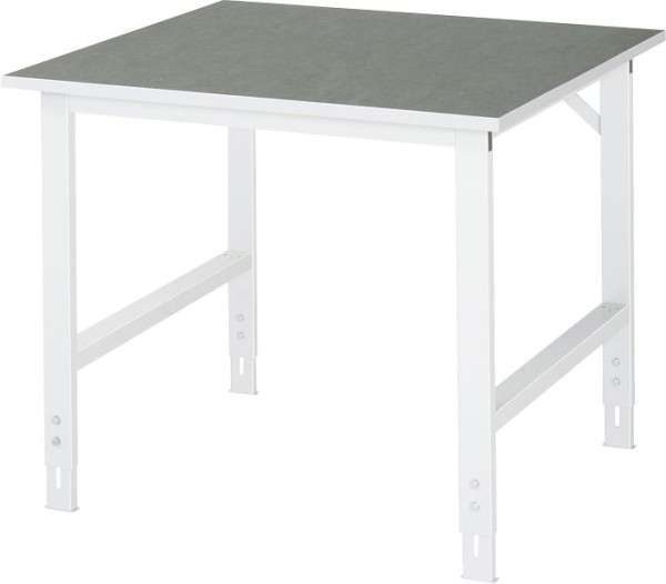 Table de travail RAU série Tom (6030) - réglable en hauteur, plan de travail avec revêtement linoléum/universel, 1000x760-1080x1000 mm, 06-625L10-10.12