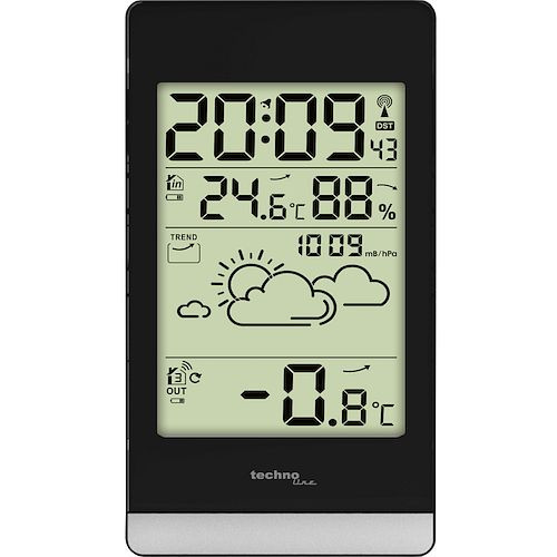 Station météo Technoline, radio-réveil DCF-77 avec possibilité de réglage manuel, jusqu'à 3 capteurs peuvent être connectés, WS 9132