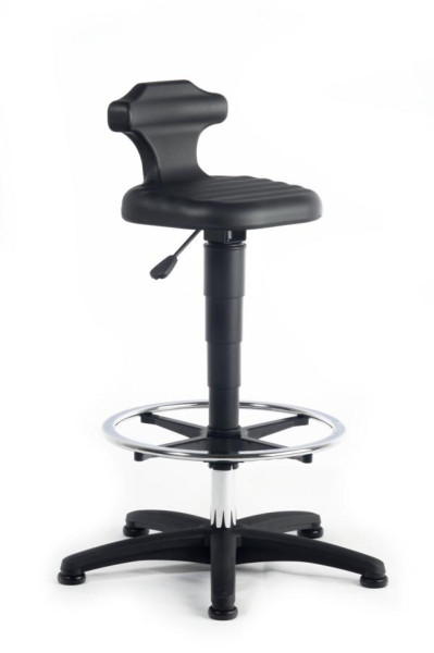 bimos Flex avec patins et repose-pieds, mousse PU noire, hauteur d'assise 510-780 mm, 9419-2000