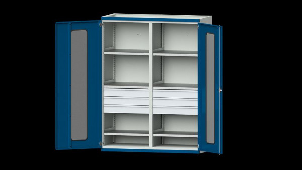 Etablis ANKE, armoire pour charges lourdes, modèle 403, 1485 x 630 x 1950 mm, zone de visualisation en plexiglas, RAL 7035/5010, 620.293