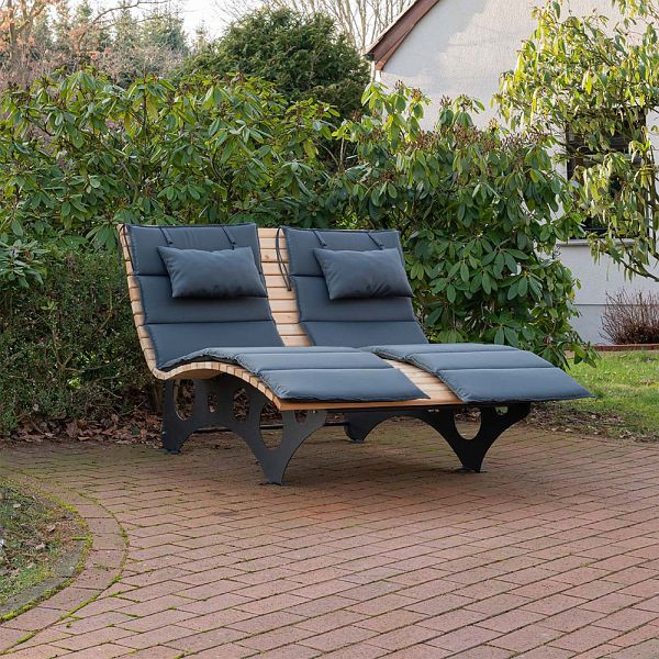HOME DELUXE chaise longue en bois ondulé coussin TAIGA - 2x coussin, 48697
