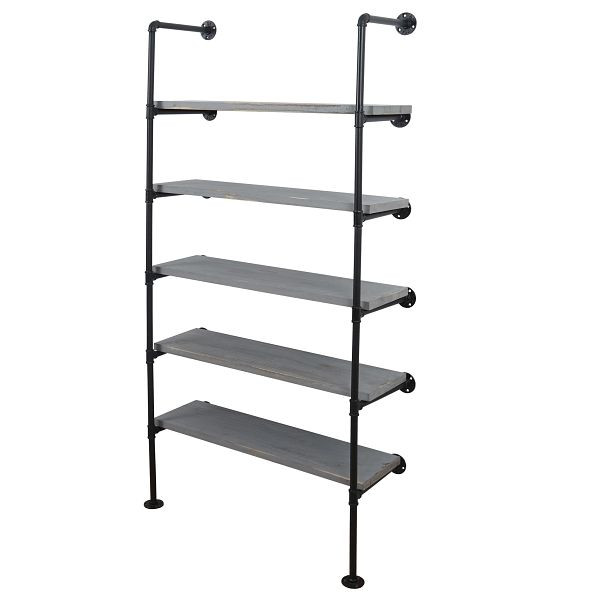 Étagère de support Mendler HWC-C45, étagère de rangement pour étagère de salon, design industriel 165x80x28cm, gris, 55452