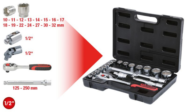 KS Tools Jeu de clés à douilles 1/2", 20 pièces, 911.0620