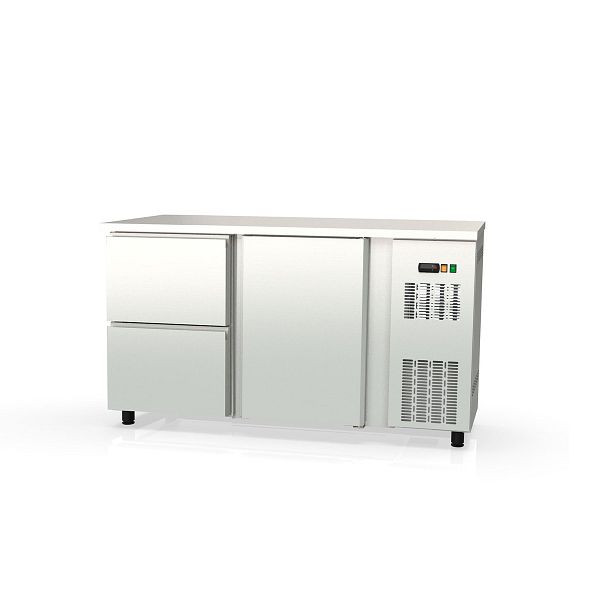 Table réfrigérée bar Vaiotec TOPLINE 530 inox / 1 porte & 2 tiroirs, 148,5x53x85 cm, 11431