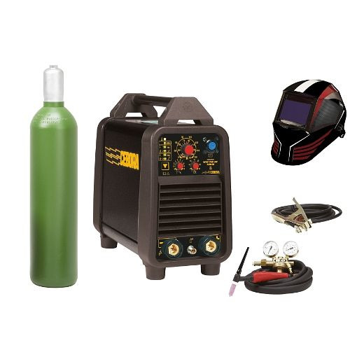Poste à souder professionnel ELMAG TIG DC Inverter « PFC », ELMAG WIN TIG « DC » 180 M Plug & Play SET avec bouteille d'argon en acier de 20 litres, 00336