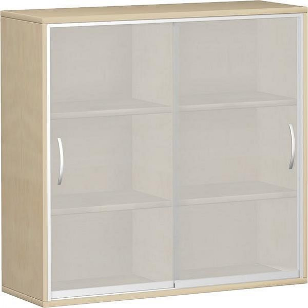 Armoire à portes coulissantes geramöbel avec portes coulissantes en verre satiné, avec panneau central, 4 étagères décoratives, 1200x425x1152, érable, N-10SG312-A
