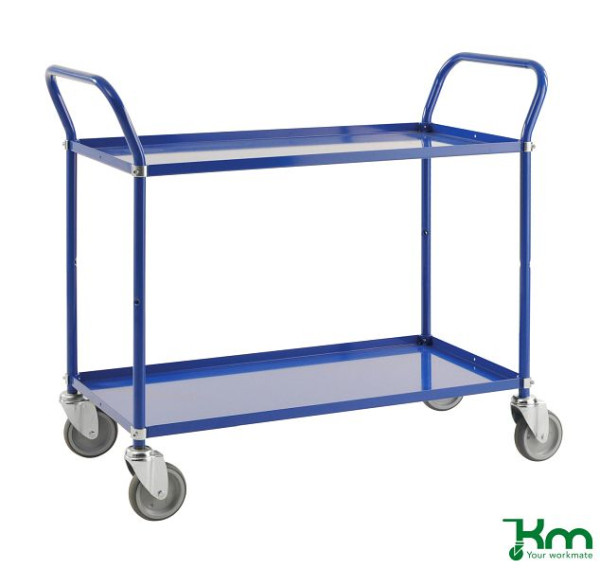 Kongamek Light Shelf Chariot 4 Roulettes Pivotantes Bleu 2 Clayettes KM4147-B