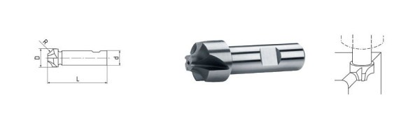 Fraise à profilé quart de cercle ELMAG HSS Co8 DIN 6518, Ø 13,0 x 3,5 mm, 73806