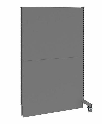 Cloison acoustique mobile DENIOS, panneau rapporté, L 1250, H 2000 mm, tôle perforée acoustique sur deux faces, grise, 293082