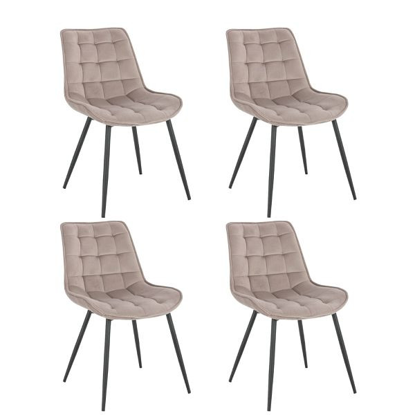 HOME DELUXE chaise de salle à manger rembourrée lot de 4 IKALO – velours marron clair, 50868