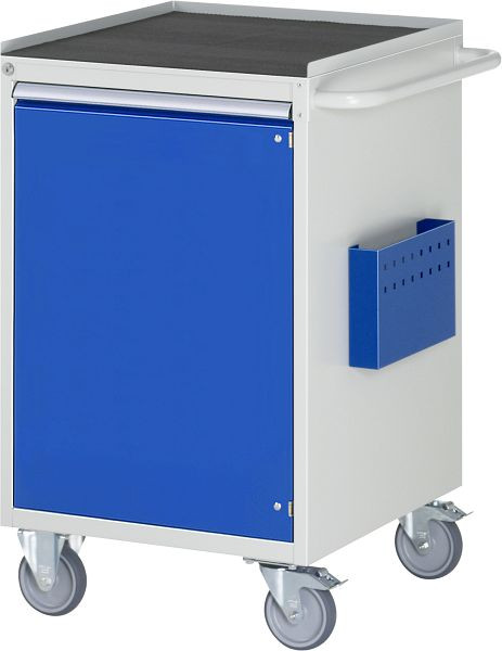Chariot de montage RAU série 7000, L580xP650xH975mm, support métallique avec bord roulant 3 côtés et tapis antidérapant, hauteur 25mm, porte battante H720mm, 05-L5.12AR-MT.11