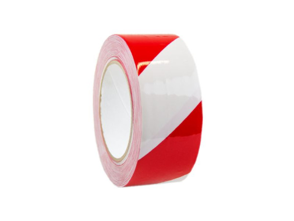 Ruban de marquage au sol Mehlhose protecteur laminé rouge/blanc 50mmx33m, KMLY05033