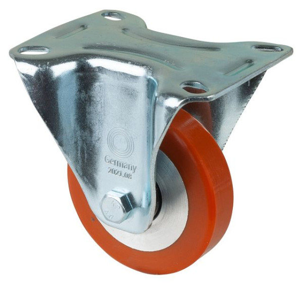 Rouleau de transport BS rollers, rouleau fixe, largeur de roue 20 mm, roue Ø 80 mm, capacité de charge 120 kg, bande de roulement polyuréthane moulé, aluminium, roulements à billes, L410.B90.080