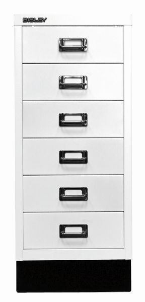 Bisley MultiDrawer™, série 29 avec base, DIN A4, 6 tiroirs, blanc signalisation, L296S696