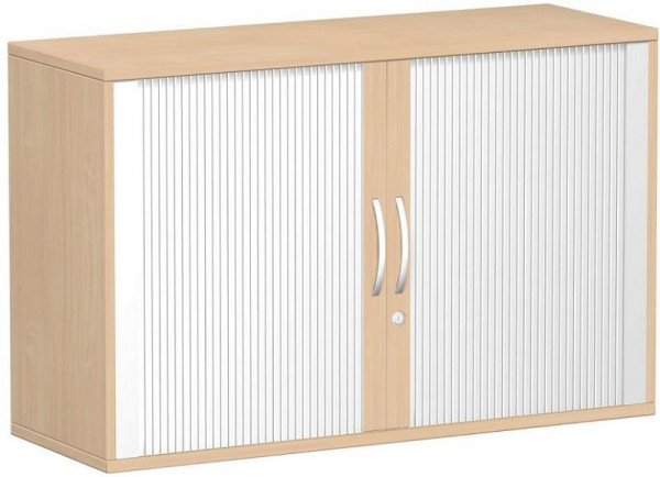 geramöbel élément supérieur pour armoire à volets roulants croisés 25 mm, avec pieds réglables, verrouillable, 1200x425x720, argent/hêtre, S-312110-SB