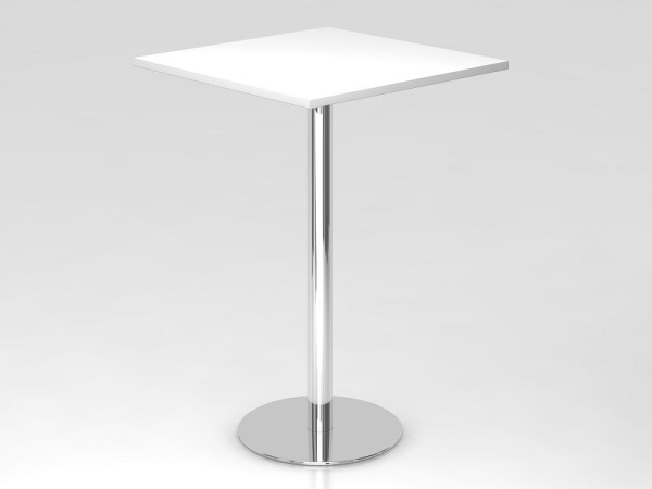 Table de bar Hammerbacher 80x80cm blanc/chrome, structure chromée, VSTH88/W/C