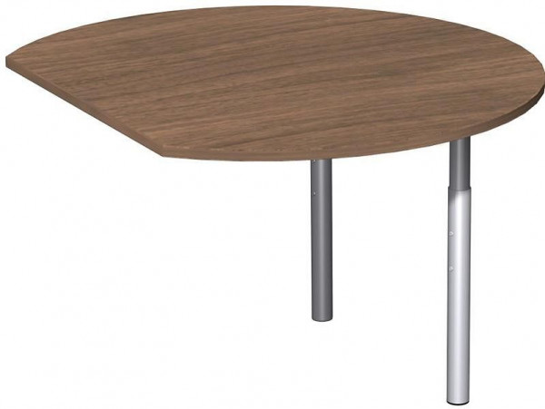Table à rallonge geramöbel ronde avec pieds de support, matériel de liaison inclus, réglable en hauteur, 1200x1047x680-820, noyer/argent, N-657207-NS