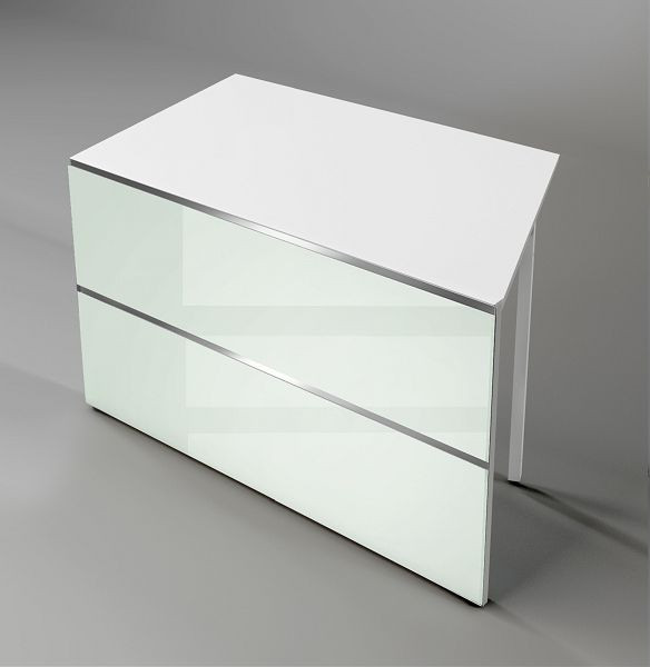 Élément de table Kerkmann avec un côté incliné et un côté droit, Atlantis, L 1350 x P 825 x H 750 mm, blanc, 22339582