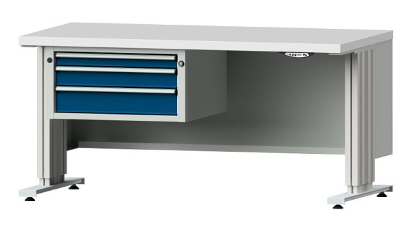 Établis ANKE table de travail LIFT avec sous-structure, modèle 502 VL, 1500 x 800 x 740-1140 mm, RAL 7035/5010, KSP 40 mm, 405.241