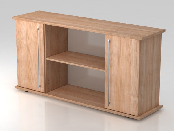 Buffet Hammerbacher 2 portes 166 cm poignée de garde-corps noyer/noyer, 166,1x44,8x84 cm (LxPxH), VSB2T/N/N/RE