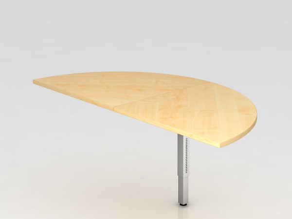 Hammerbacher table d'extension 2x quart de cercle/argent pied de support carré érable/argent, demi-cercle pour fixation sur un bureau, VRA160/3/S