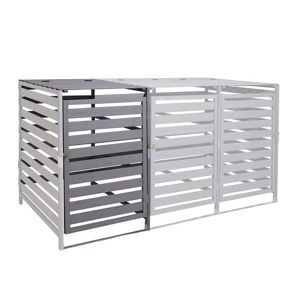 Mendler XL 1-/2-poubelle rallonge de revêtement HWC-H62, poubelle, 110x65x93cm bois massif, gris clair, 73716