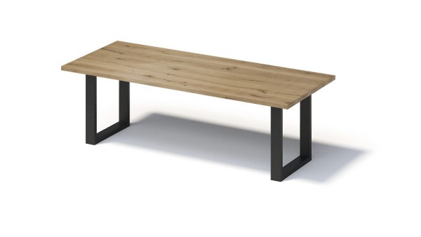 Bisley Fortis Table Regular, 2600 x 1000 mm, bord droit, surface huilée, cadre en O, surface: naturel / couleur du cadre: noir, F2610OP333