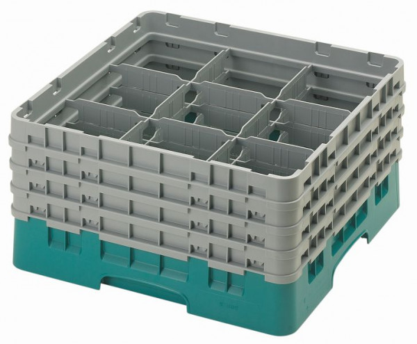 Panier de lavage Cambro 9 compartiments Camrack® 21,5 cm turquoise, lot de 2, 9S800414