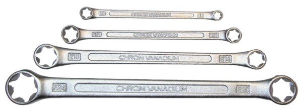 Jeu de clés polygonales doubles SW en acier, profil E, E6-E24, 4 pièces, 01550L