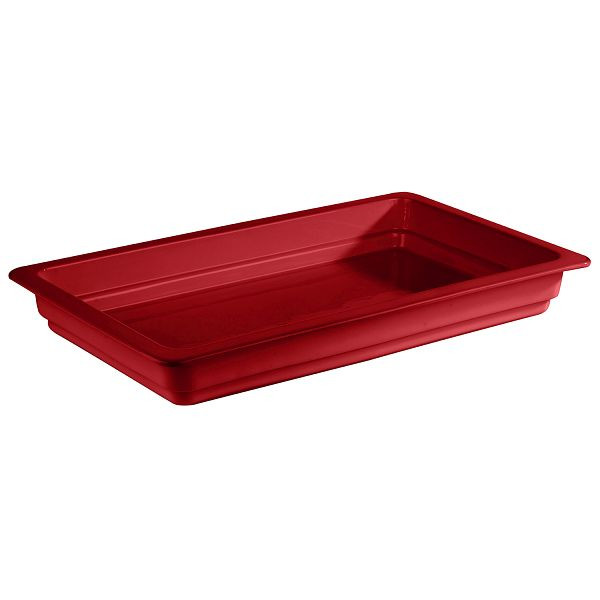 Récipient APS GN 1/1, 53 x 32,5 x 6 cm, porcelaine, rouge, résistant à la chaleur jusqu'à 220°C, 7,1 litres, 82272